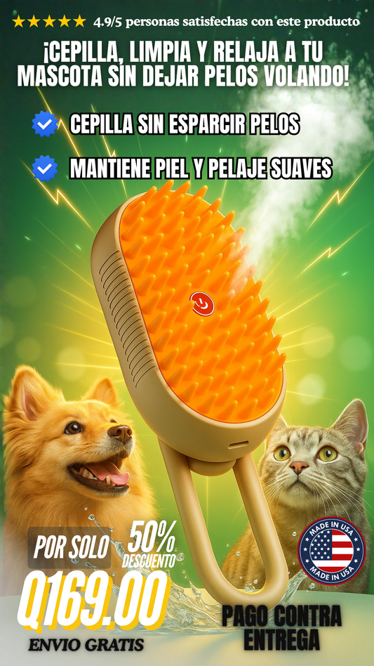 Cepillo a Vapor para Mascotas – Grooming sin Pelos Volando