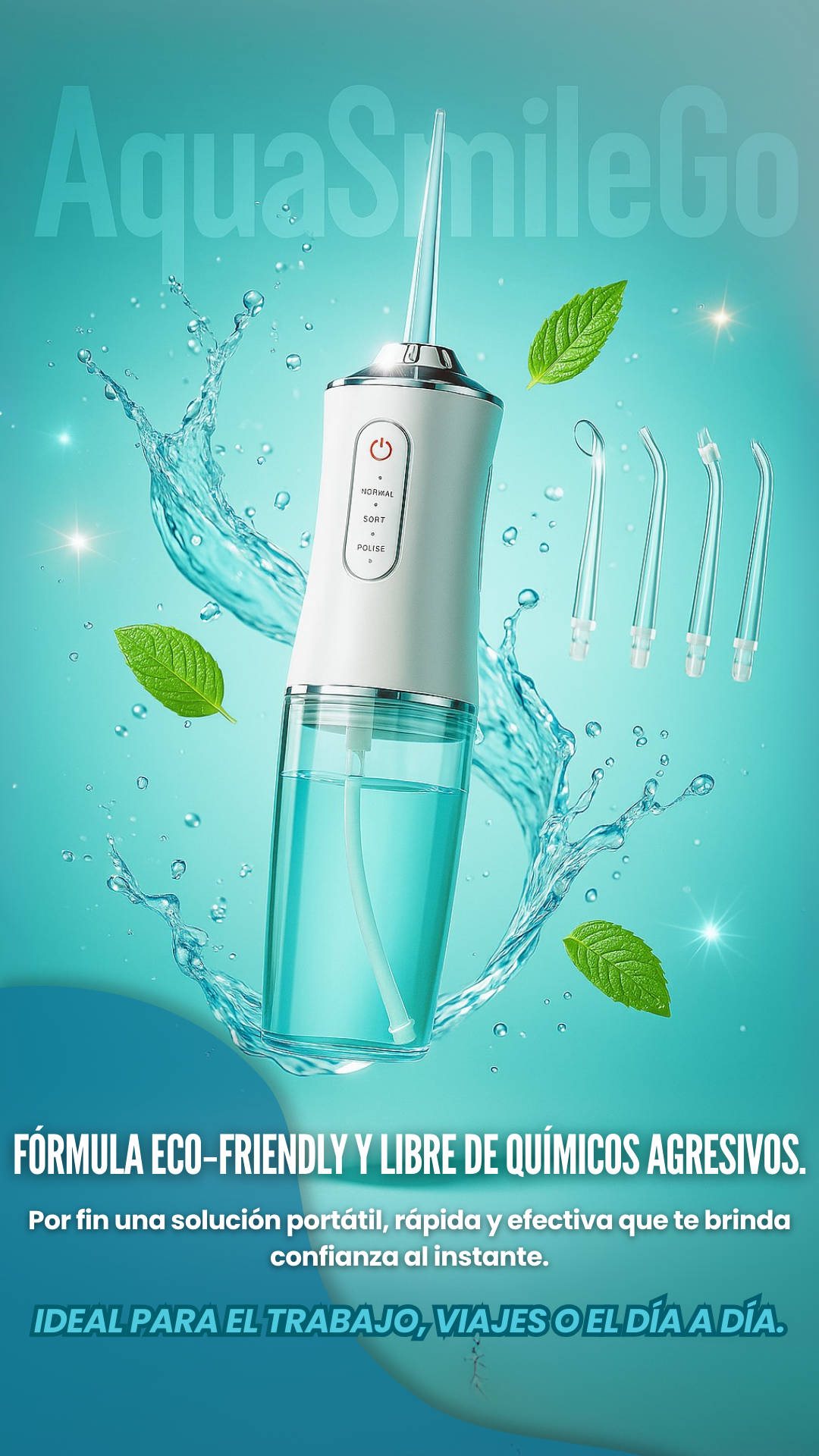 AquaSmile Go: Irrigador Bucal Portátil Recargable
