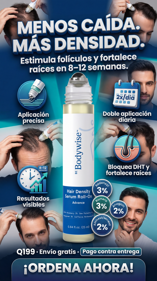 Bodywise Hair Density Serum Roll-On – Crecimiento Capilar Rápido, Anticaída y Fórmula Natural 💧